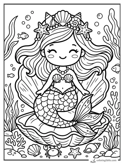 Mermaid coloring pages — sample drawing
