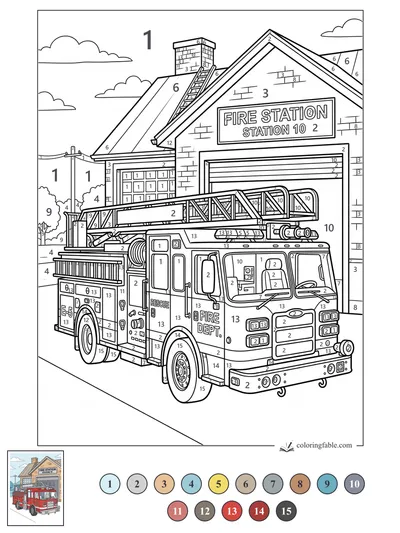 Ladder Truck at Station 10 — color by number