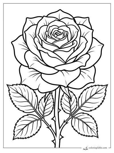 Rose coloring pages — sample drawing