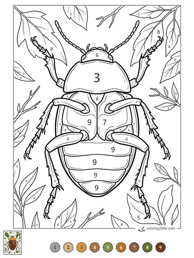 Leaf-Lined Beetle With Raised Antennae — color by number