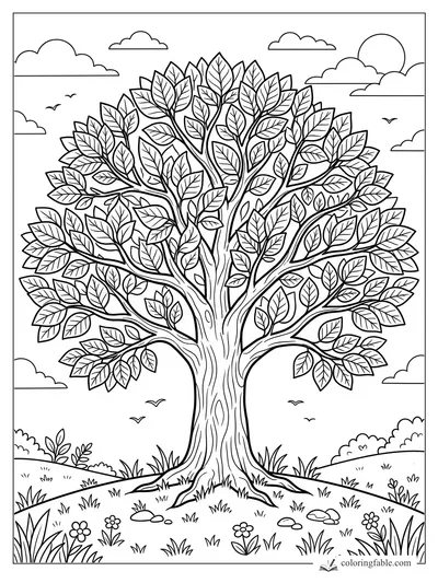 Tree coloring pages — sample drawing