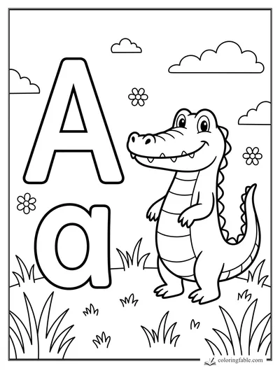 Alphabet coloring pages — sample drawing