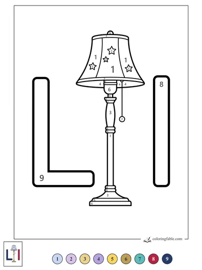 Letter L with a Starry Lamp — color by number
