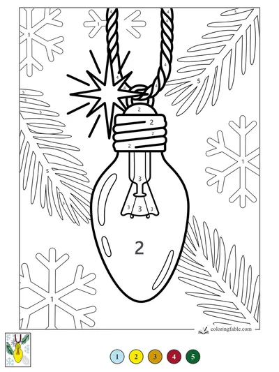 Light Bulb Ornament with Spark and Snowflakes — color by number
