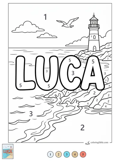 Luca Name by the Lighthouse Shore — color by number