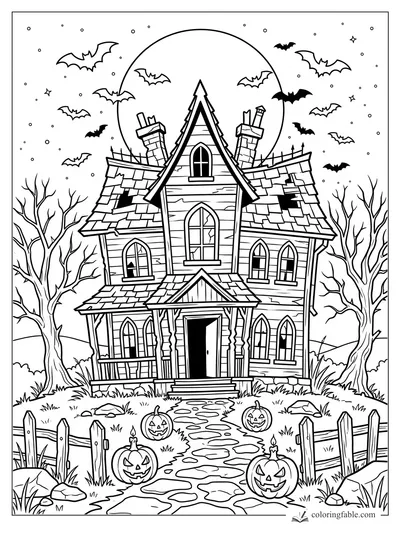 Haunted House coloring pages — sample drawing