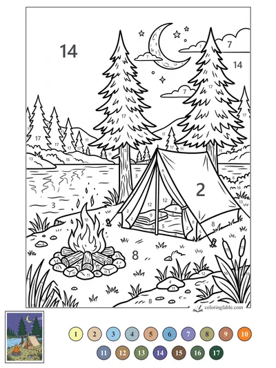 Moonlit Lakeside Campout — color by number