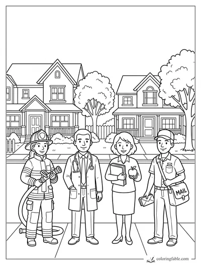 Community Helper coloring pages — sample drawing