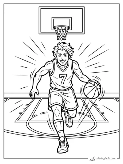 Basketball coloring pages — sample drawing