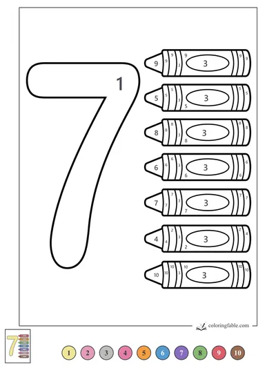 Number 7 with Seven Crayons — color by number