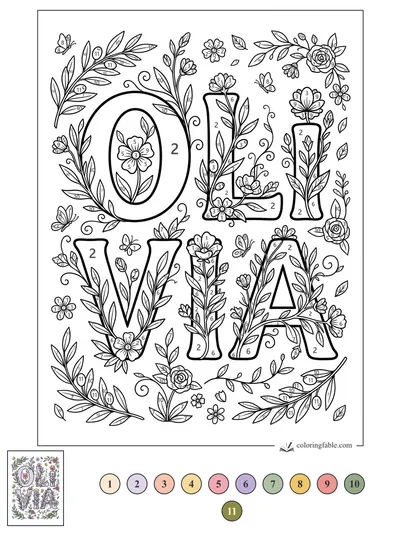 Olivia in Blooming Letters — color by number