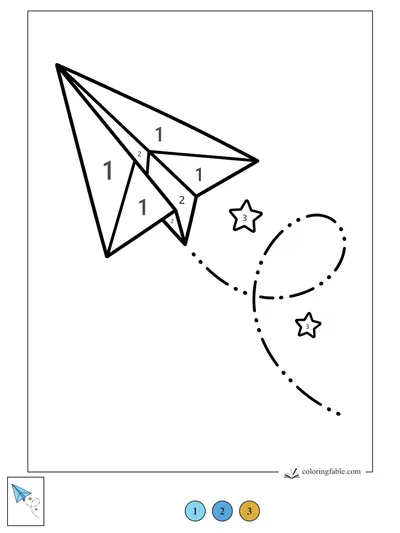 Paper Airplane with Starry Loop Trail — color by number