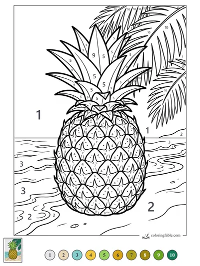 Pineapple Waiting by the Shore — color by number