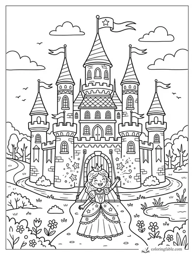 Castle coloring pages — sample drawing