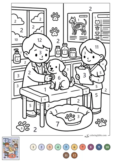 Puppy Checkup at the Cozy Vet Clinic — color by number