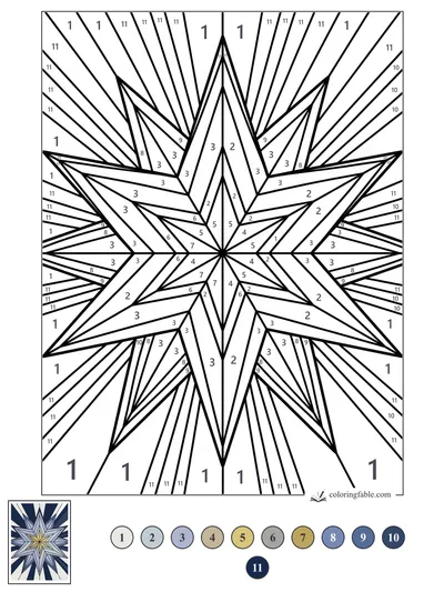 Radiant Geometric Christmas Star — color by number