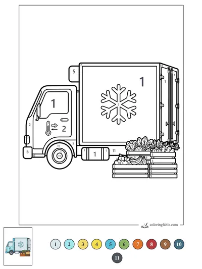 Refrigerated Produce Truck with Crates — color by number