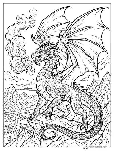Dragon coloring pages — sample drawing