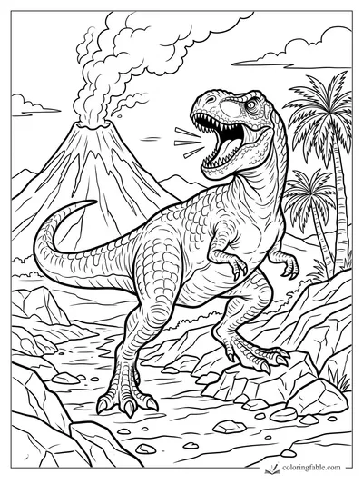 T Rex coloring pages — sample drawing