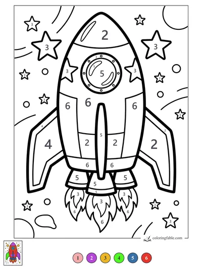 Rocket Blasting Through Stars — color by number