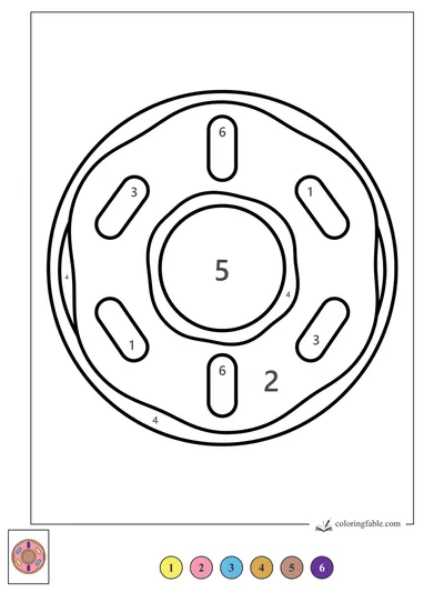 Simple Donut with Six Sprinkles — color by number