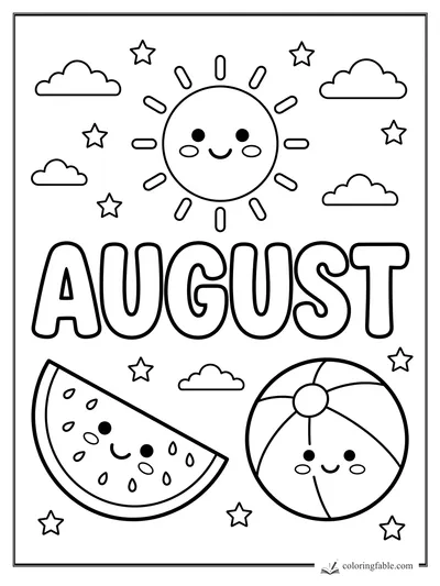 August coloring pages — sample drawing