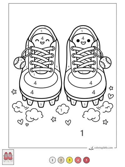 Smiling Baseball Cleats with Charm Laces — color by number