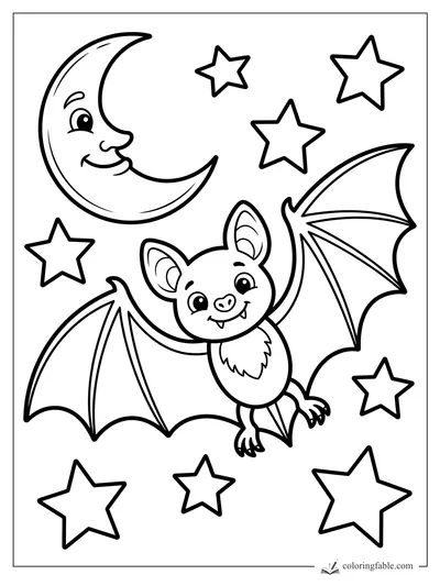 Bat coloring pages — sample drawing