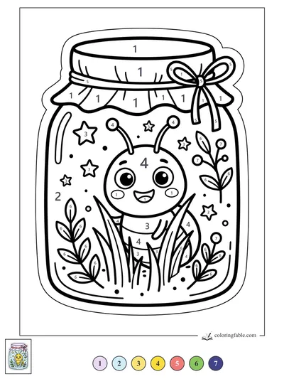 Smiling Bug in a Starry Jar — color by number