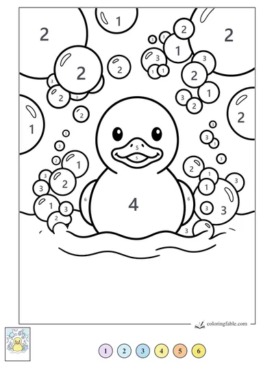 Smiling Duck in a Bubble Bath — color by number