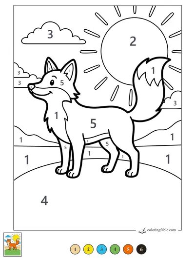 Smiling Fox Under the Big Sun — color by number