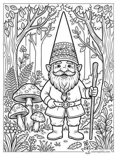 Gnome coloring pages — sample drawing