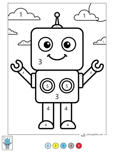 Smiling Robot With Claw Hands — color by number