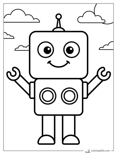 Robot coloring pages — sample drawing