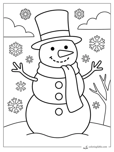 Snowmen coloring pages — sample drawing