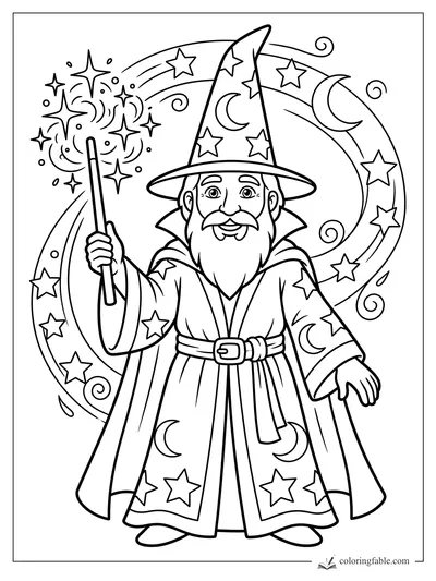 Wizard coloring pages — sample drawing