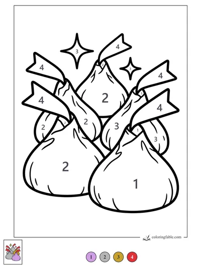 Sparkly Wrapped Chocolate Kisses — color by number