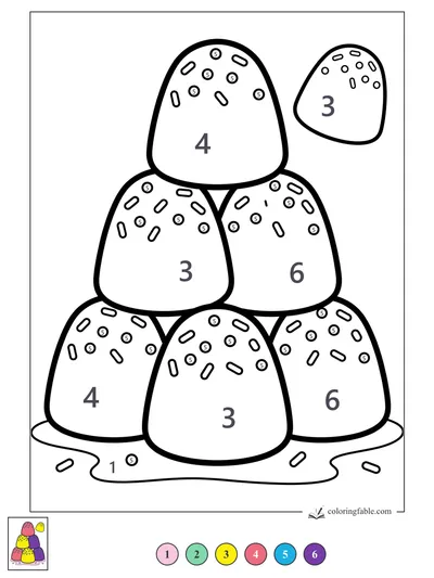 Sprinkled Gumdrop Pyramid — color by number