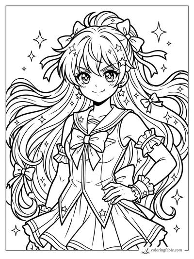 Anime coloring pages — sample drawing
