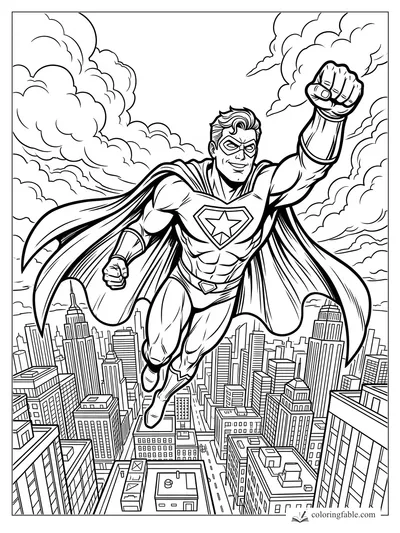 Superhero coloring pages — sample drawing