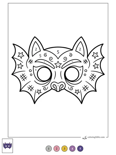 Starry Bat Mask with Swirled Brows — color by number