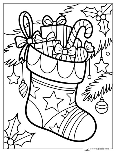 Stocking coloring pages — sample drawing