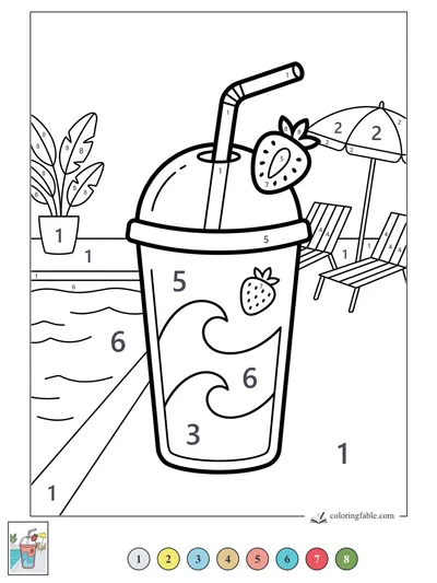 Strawberry Smoothie by the Pool — color by number