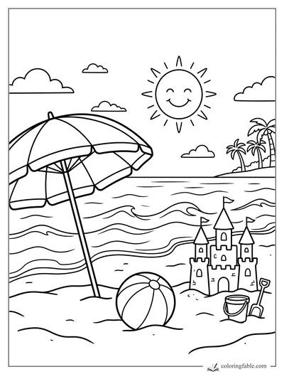 Beach coloring pages — sample drawing