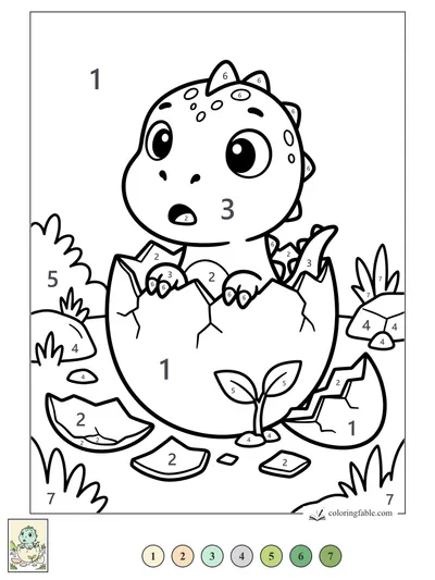 Surprised Baby T. Rex Hatching — color by number
