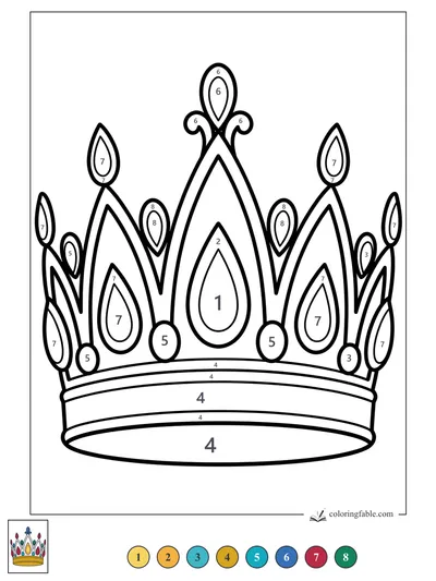 Tall Crown with Teardrop Jewels — color by number