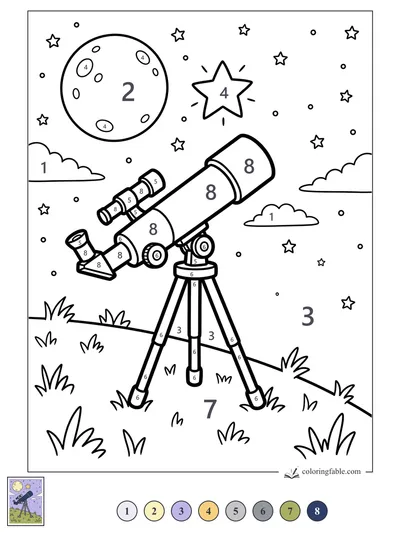 Telescope Pointed at a Bright Star — color by number