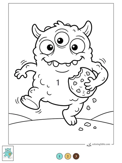Three-Eyed Monster With a Cookie — color by number