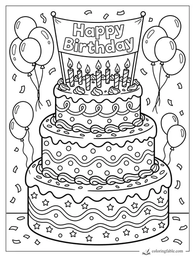 Cake coloring pages — sample drawing
