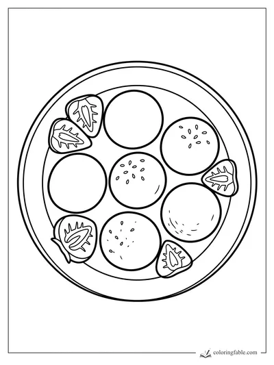 Minimalist ice cream plate with six round scoops, strawberry slices, and sprinkles to color